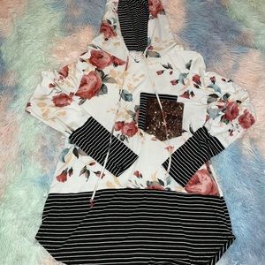 Floral glitter hoodie